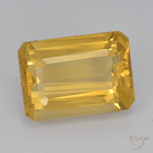 6.72ct 자연스러운 미디엄 골든 황수정, 에메랄드 컷, VVS-VS