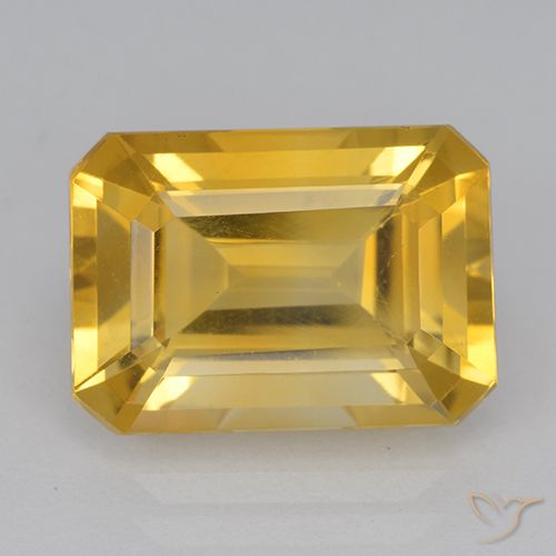 6.94ct 자연스러운 골든 오렌지 황수정, 에메랄드 컷, VVS-VS