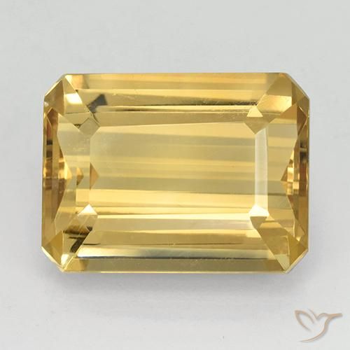 11.46ct 자연스러운 금 황수정, 에메랄드 컷, VVS