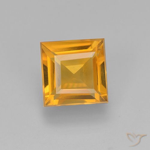 1.78ct 자연스러운 딥 오렌지-골드 황수정, 정사각형, VVS-VS