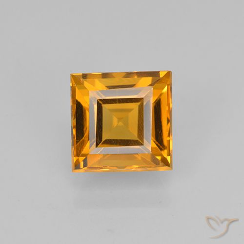 1.97ct 자연스러운 다크 오렌지 황수정, 정사각형, VVS-VS