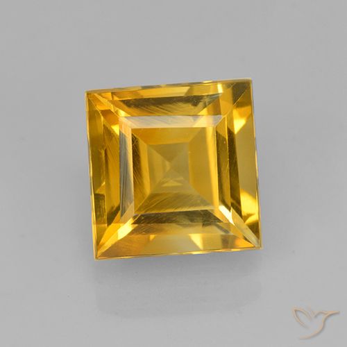 1.97ct 자연스러운 딥 골든 오렌지 황수정, 정사각형, VVS-VS