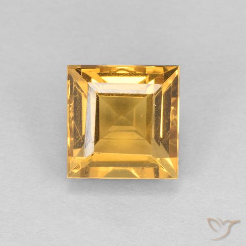 2.17ct 자연스러운 딥 골든 오렌지 황수정, 정사각형, VVS-VS