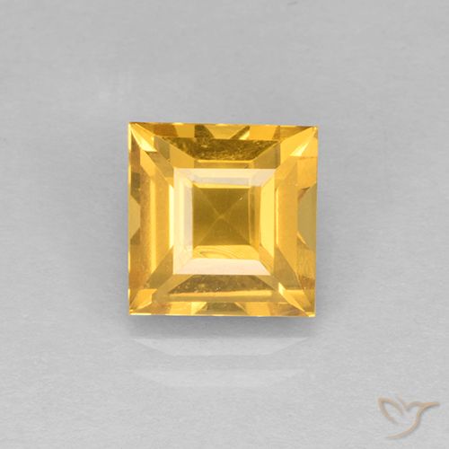 1.98ct 자연스러운 미디엄 골드 황수정, 정사각형, VVS