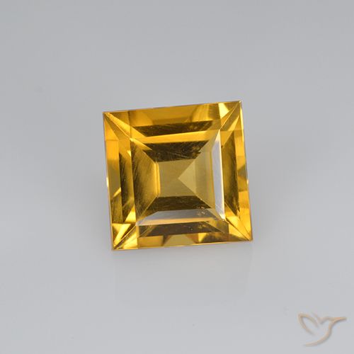 2.60ct 자연스러운 딥 골든 오렌지 황수정, 정사각형, VVS