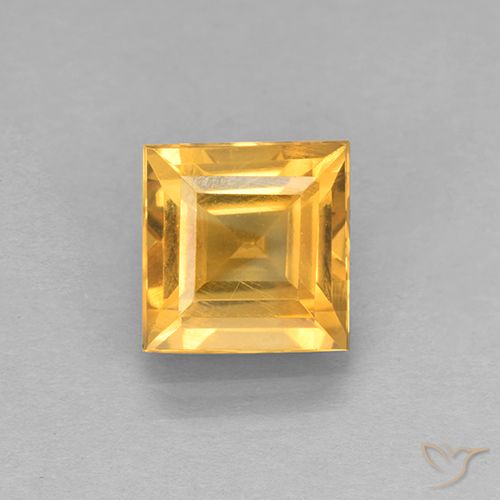 2.18ct 자연스러운 오렌지-골드 황수정, 정사각형, VVS-VS