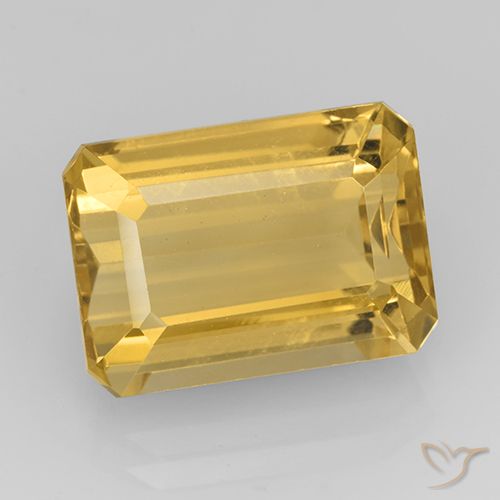 8.50ct 자연스러운 미디엄 골드 황수정, 에메랄드 컷, VVS