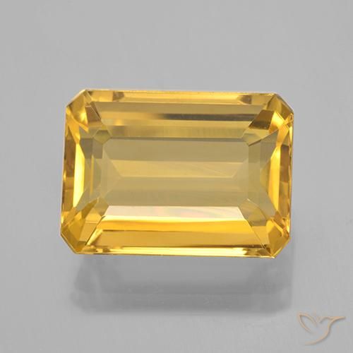 7.61ct 자연스러운 미디엄 골든 황수정, 에메랄드 컷, VVS