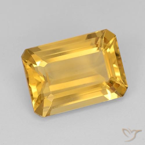 7.28ct 자연스러운 미디엄 골든 황수정, 에메랄드 컷, VVS