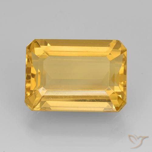 7.83ct 자연스러운 미디엄 골드 황수정, 에메랄드 컷, VVS