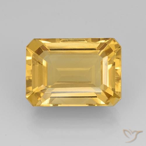 7.37ct 자연스러운 브라이트 골드 황수정, 에메랄드 컷, VVS
