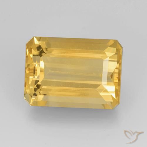 7.89ct 자연스러운 금 황수정, 에메랄드 컷, VVS