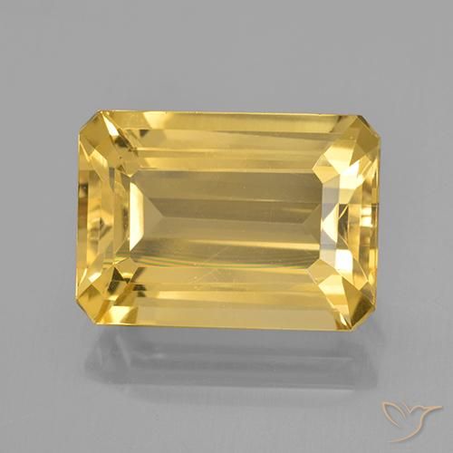 7.14ct 자연스러운 미디엄 골든 황수정, 에메랄드 컷, VVS