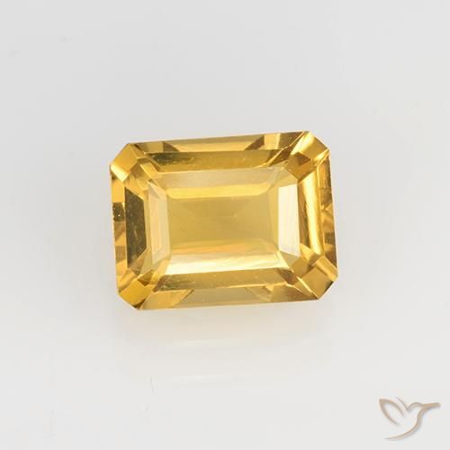1.63ct 자연스러운 미디엄 골드 황수정, 에메랄드 컷, VVS-VS