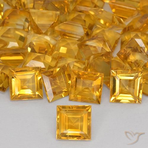 1.57ct 자연스러운 오렌지-골드 황수정, 정사각형, VVS-VS