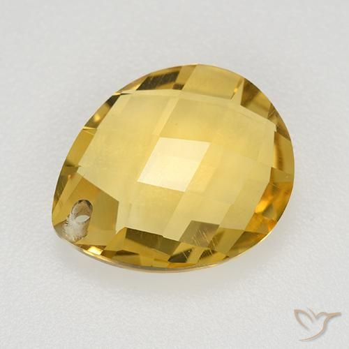 3.65ct 자연스러운 미디엄 골든 황수정, 배 모양, VVS-VS