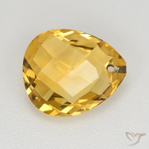 3.67ct 자연스러운 금 황수정, 배 모양, VVS-VS