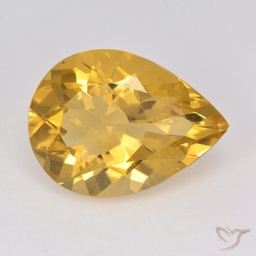 6.77ct 자연스러운 골든 오렌지 황수정, 배 모양, VVS-VS