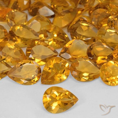 0.93ct 자연스러운 미디엄 오렌지 황수정, 배 모양, VVS-VS