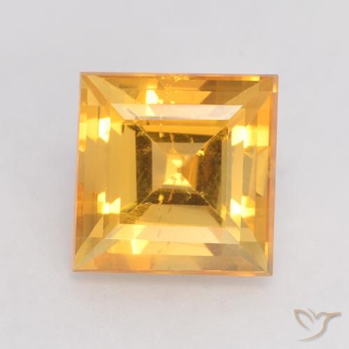3.68ct 자연스러운 브라이트 골드 황수정, 정사각형, VS