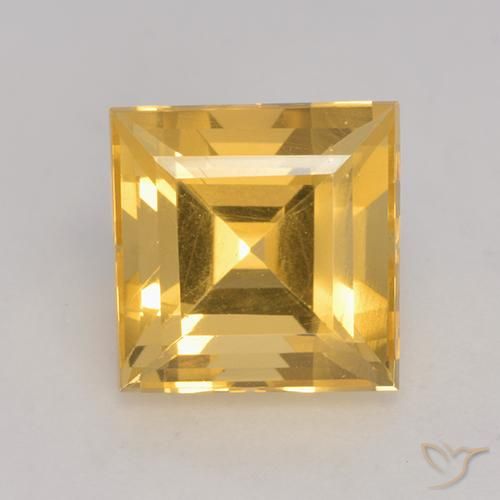 3.75ct 자연스러운 미디엄 골드 황수정, 정사각형, VS