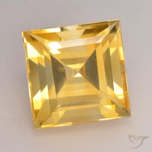 3.49ct 자연스러운 미디엄 골드 황수정, 정사각형, VS