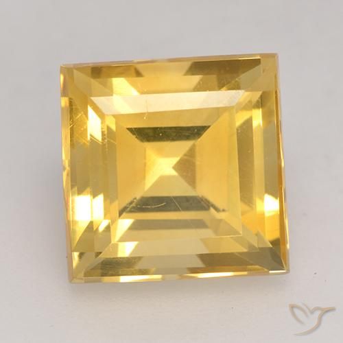 3.66ct 자연스러운 미디엄 골드 황수정, 정사각형, VVS-VS