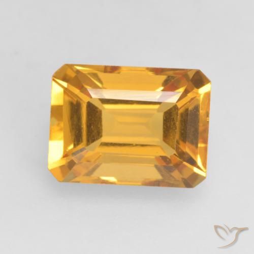 1.70ct 자연스러운 미디엄 라이트 오렌지 골드 황수정, 에메랄드 컷, VVS-VS