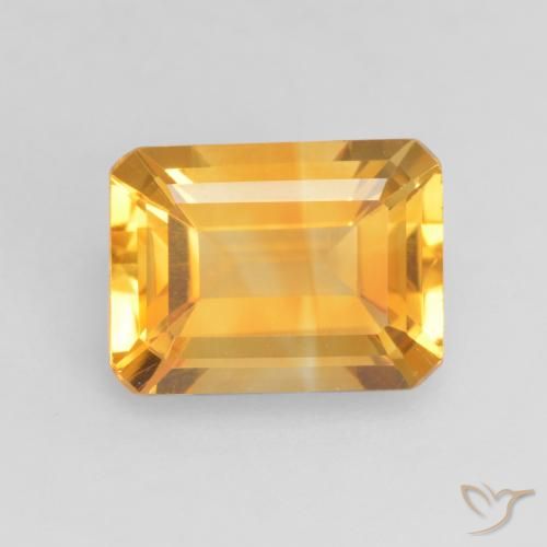 1.39ct 자연스러운 딥 골든 오렌지 황수정, 에메랄드 컷, VVS-VS