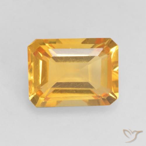 1.57ct 자연스러운 다크 골든 황수정, 에메랄드 컷, VVS-VS
