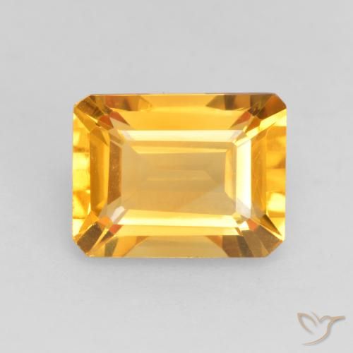 1.55ct 자연스러운 브라이트 골드 황수정, 에메랄드 컷, VVS-VS