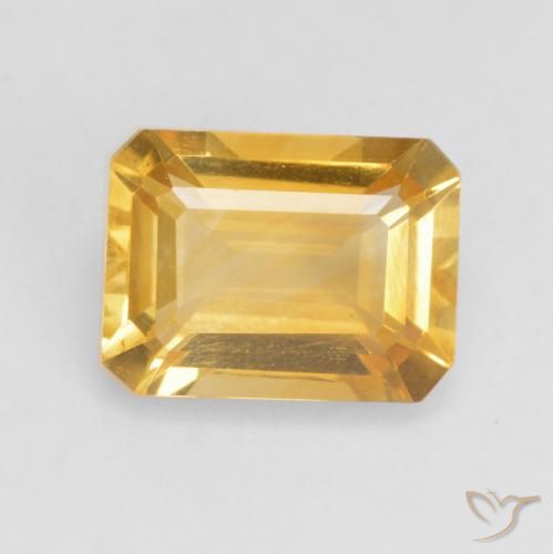 1.47ct 자연스러운 미디엄 골드 황수정, 에메랄드 컷, VVS-VS