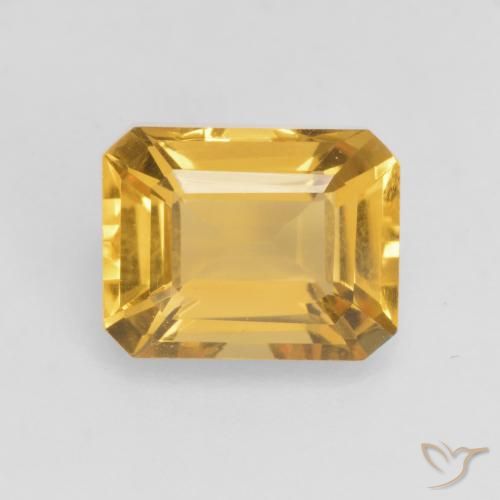1.53ct 자연스러운 브라이트 골드 황수정, 에메랄드 컷, VVS-VS
