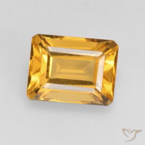 1.71ct 자연스러운 딥 골드 황수정, 에메랄드 컷, VVS-VS