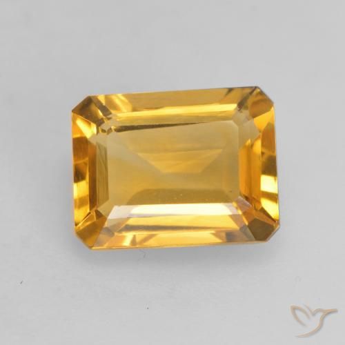 1.45ct 자연스러운 골든 오렌지 황수정, 에메랄드 컷, VVS-VS