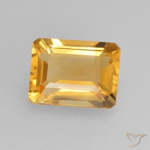1.56ct 자연스러운 브라이트 골드 황수정, 에메랄드 컷, VVS-VS