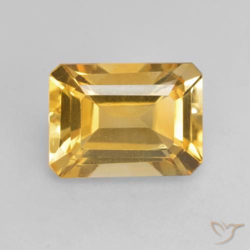 1.53ct 자연스러운 미디엄 골든 황수정, 에메랄드 컷, VVS-VS