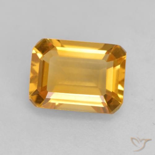 1.52ct 자연스러운 딥 골든 오렌지 황수정, 에메랄드 컷, VVS-VS
