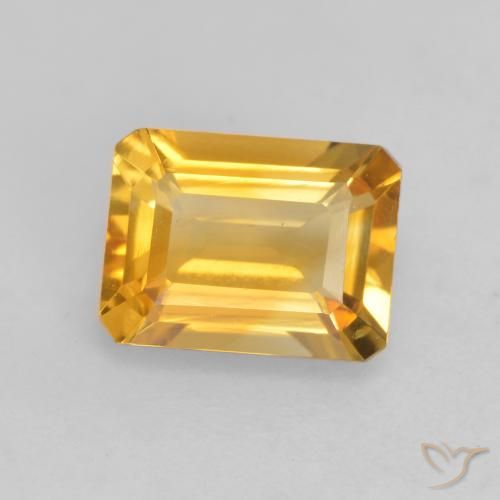 1.44ct 자연스러운 딥 골든 오렌지 황수정, 에메랄드 컷, VVS-VS