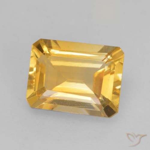 1.47ct 자연스러운 미디엄 골드 황수정, 에메랄드 컷, VVS-VS
