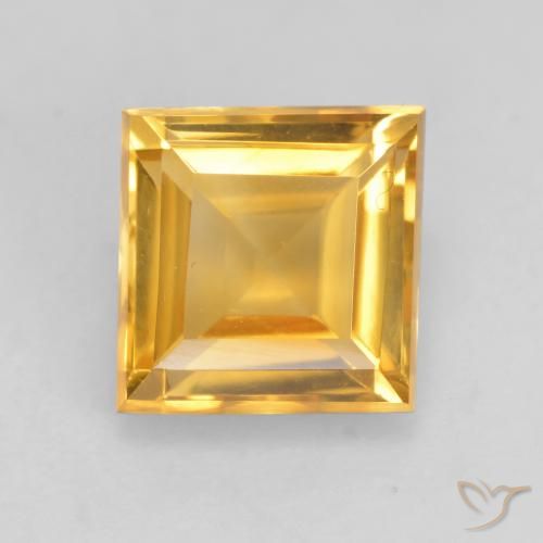 1.76ct 자연스러운 골든 오렌지 황수정, 정사각형, VVS-VS
