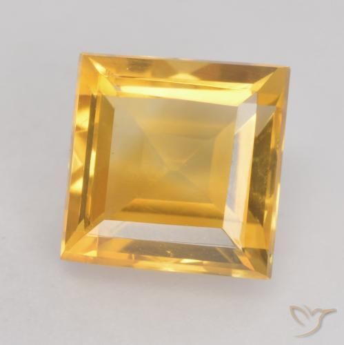 1.64ct 자연스러운 딥 골든 오렌지 황수정, 정사각형, VVS-VS