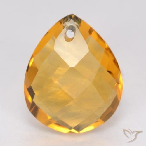 3.84ct 자연스러운 미디엄 라이트 오렌지 골드 황수정, 배 모양, VVS-VS