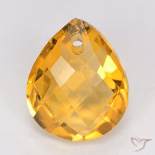 3.76ct 자연스러운 미디엄 라이트 오렌지 골드 황수정, 배 모양, VVS-VS
