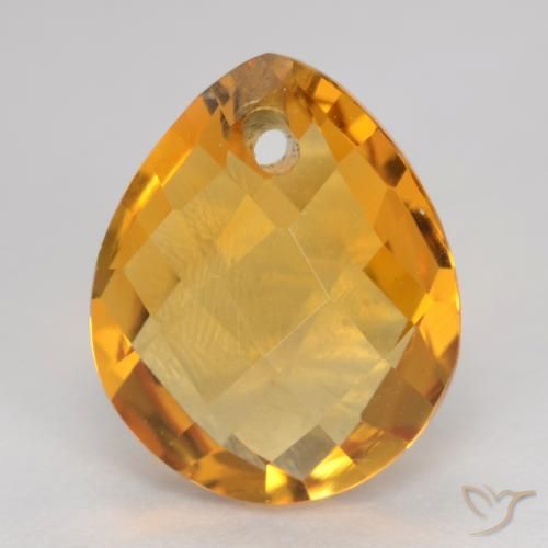 3.67ct 자연스러운 딥 오렌지-골드 황수정, 배 모양, VVS-VS