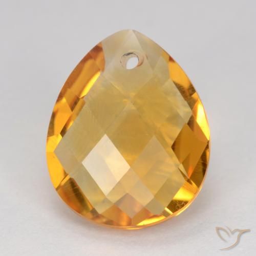 3.38ct 자연스러운 미디엄 오렌지 황수정, 배 모양, VVS-VS