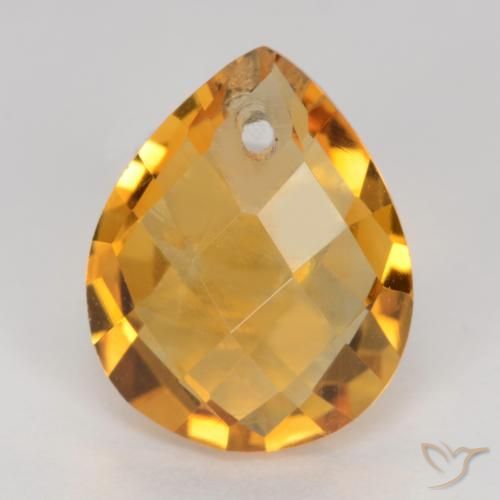 3.37ct 자연스러운 다크 오렌지-골드 황수정, 배 모양, VVS-VS
