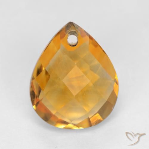 3.89ct 자연스러운 오렌지-골드 황수정, 배 모양, VVS-VS