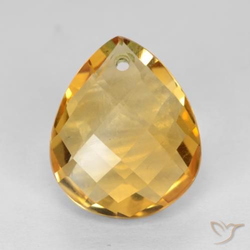3.85ct 자연스러운 딥 골든 오렌지 황수정, 배 모양, VVS-VS