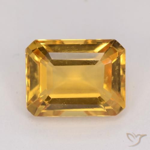 1.47ct 자연스러운 다크 골든 황수정, 에메랄드 컷, VVS-VS